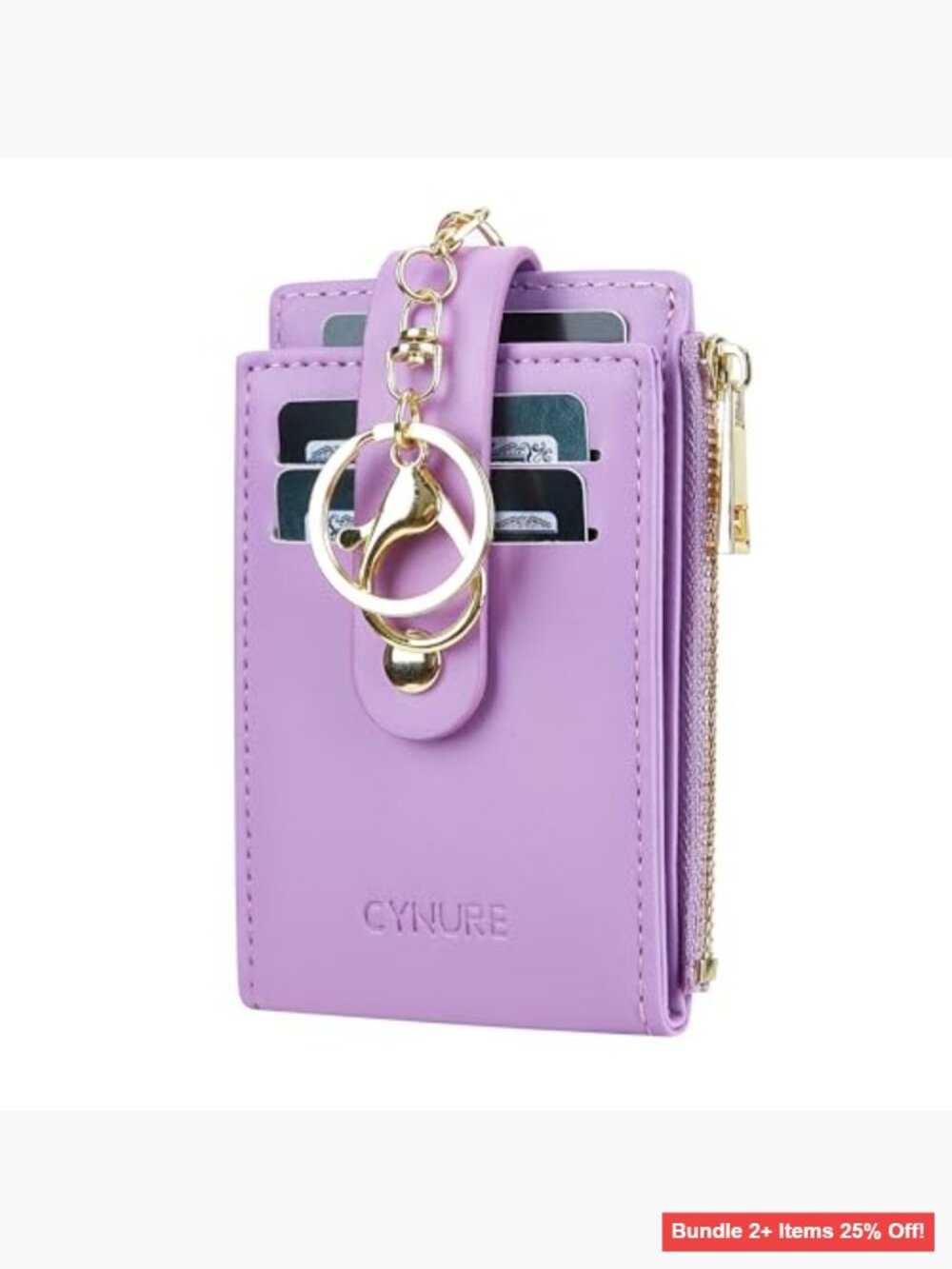 Slim RFID Blocking Card Holder Wallet with Keychain Front Pocket - Picture 6 of 7
